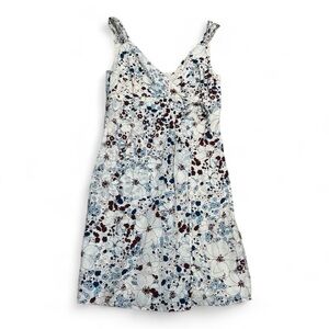 PATAGONIA Floral Dress size 4 100% Organic Cotton Cream Mini Sleeveless Casual